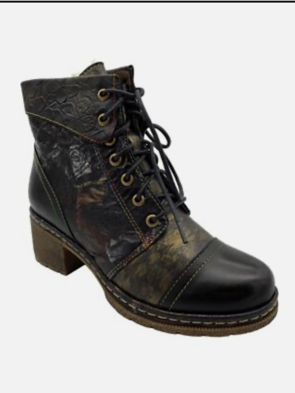 NIB L’Artiste by Spring Step Fall in Love Boots Black Multi Leather EU 38 US 7.5